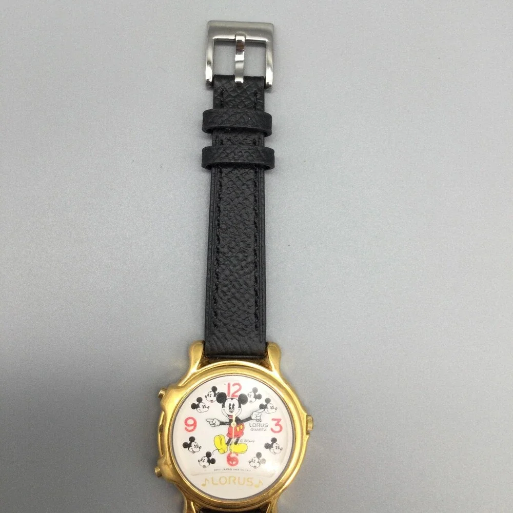 Lorus Boys Watch 31mm Disney Mickey Mouse Dial Gold Tone V422-0010 New Battery